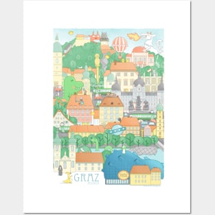 Graz Cityscape Full Posters and Art